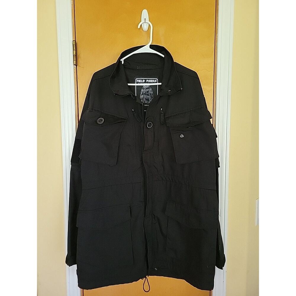Hot Shot Field Jacket Black Military Style Field Parka Size Large Ripstop